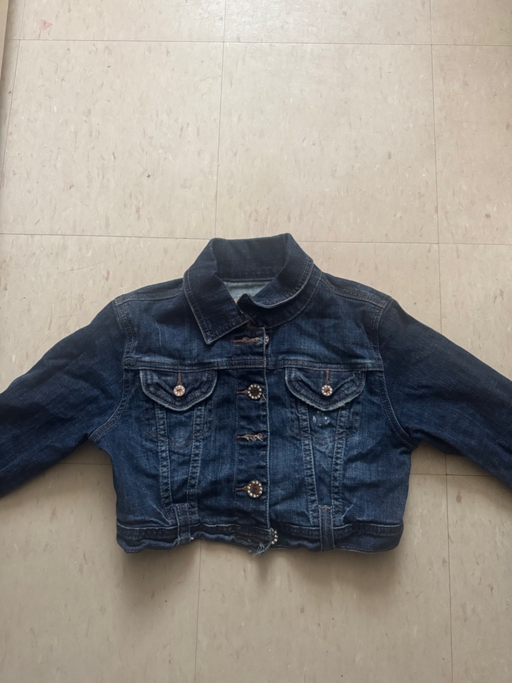 Cropped Dark Blue Denim Jacket for Kids